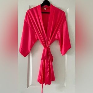 Victoria's Secret Hot pink satin robe.